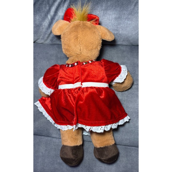 Build-A-Bear Holly the Moose Christmas Plush Snowflake Dress Red Bow 16" Retired - Picture 3 of 7